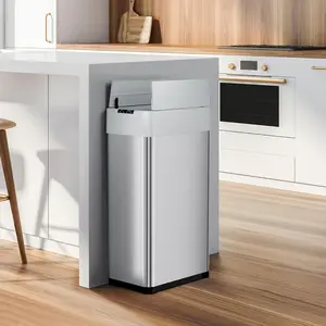 MAMIZO Automatic Trash Can, 13.2/16/18.5/21.1Gal Touchless Motion Sensor Trash Bin, Smart Garbage Can with Soft-Close Lid, Bag Retainer Ring and Display Light,for Kitchen,Living Room Office