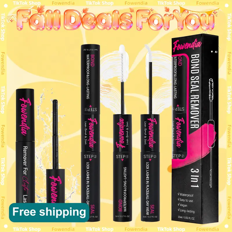 Fowendia Lash Bond and Seal with Glue Remover Kit | Beginner Friendly Makeup DIY Lash Extensions at Home | Waterproof & Long Lasting California Sunset Manga 3IN1 Set for Young Girls dealsforyoudays