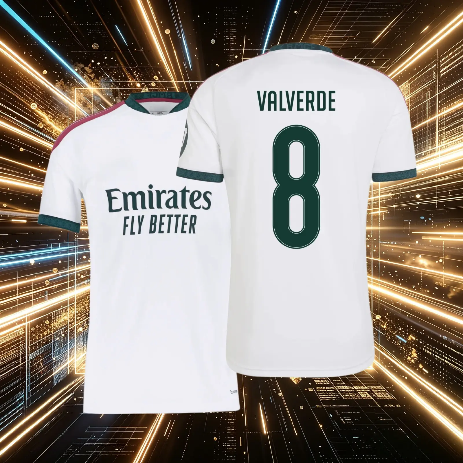 26 27 Home White No.8 Valverde Short Sleeves Soccer Jersey Fans Version