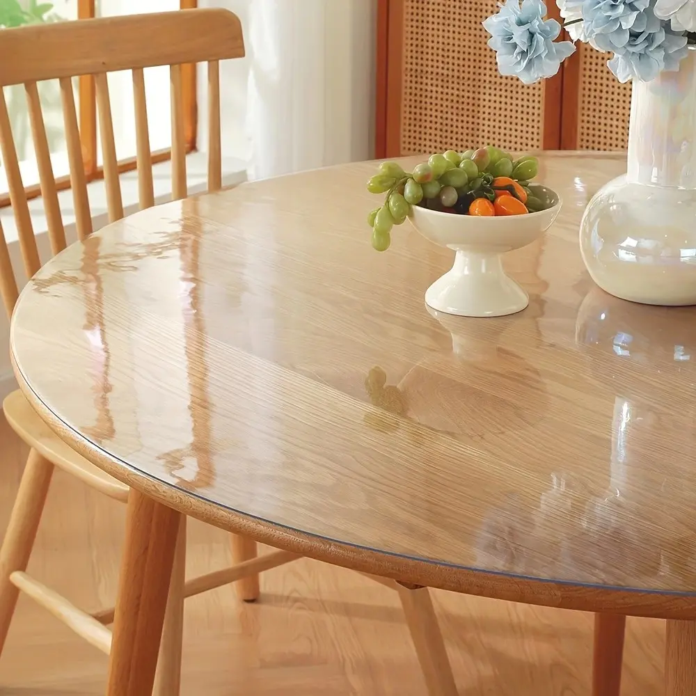 Commercial-grade Transparent Table Protector - 2.0MM | Scratch-resistant, Oil-proof, Waterproof, Transparent and Simple | Suitable for Round Tables of Marble, Solid Wood, etc. desk pad tablecloth modern kitchen accessory, Transparent Table Cover, Aestheti