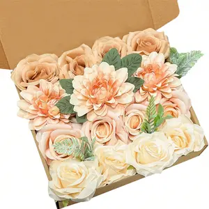 Artificial Flowers Combo Box Set Dusty Blue Flowers Fake Wedding Flowers Bulk For DIY Wedding Bouquets Centerpieces Arrangements Bridal Shower Table Decorations