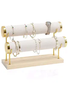 Wooden Bracelet Display Stand, Jewelry Holder for Bangles and Watches, Ideal for Retail Displays, Trade Fairs, Personal Collections