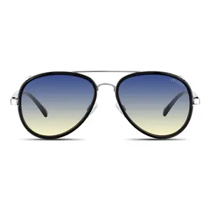 Velvet Eyewear Gloria V700BK30  Black Aviator Sunglasses with Cobalt Blue Tan Fade Lenses 100% UV Protection Medium Size