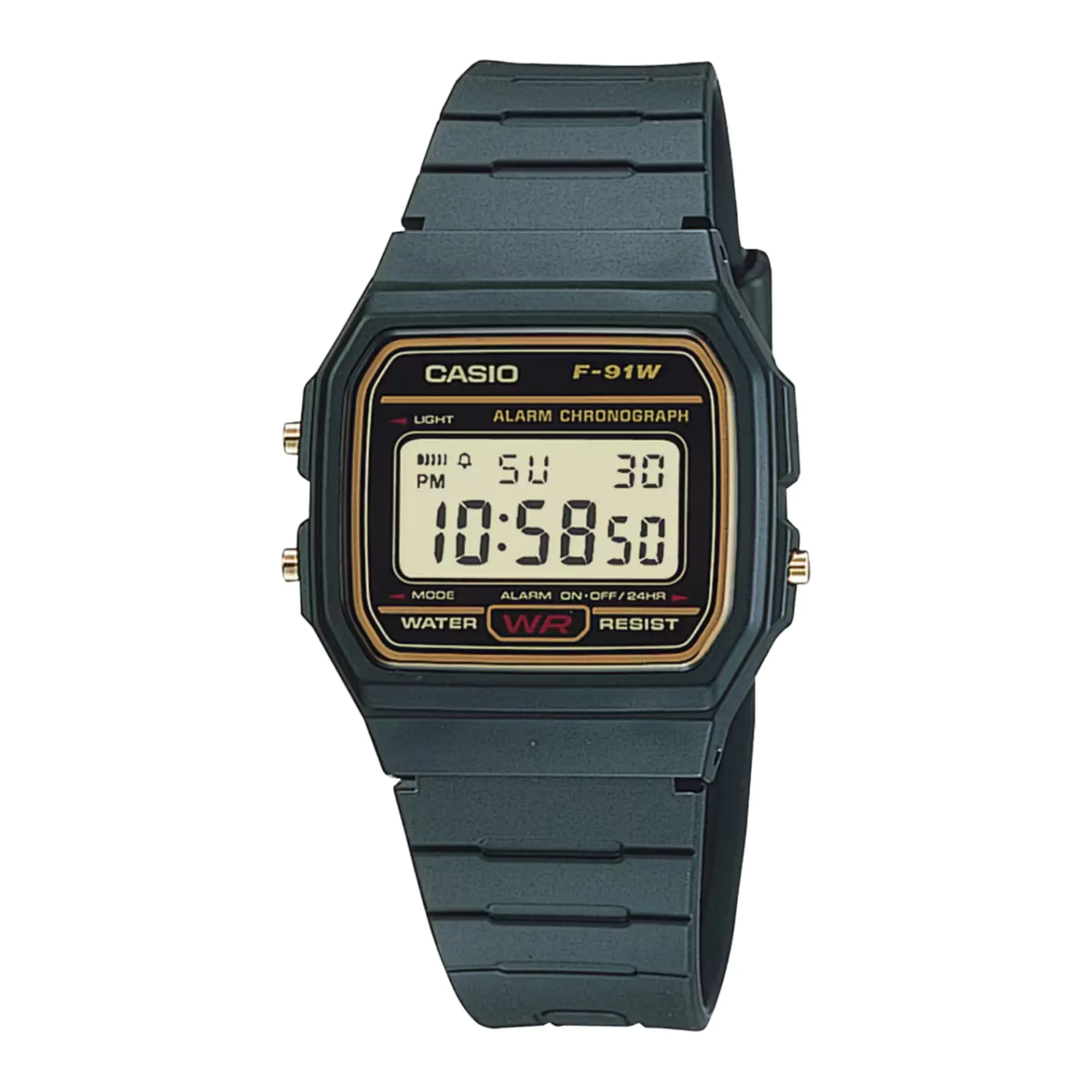 Casio Men’s Black Digital Watch with Gold Dial - F-91WG-9Q