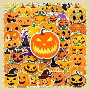 Festival Themed Sticker, 100pcs/set Cute Cartoon Pumpkin Pattern Decorative Sticker, DIY Decals for Water Bottle, Laptop, Phone Case, Scrapbooking, Halloween