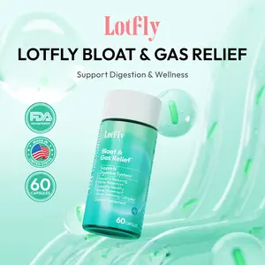 【Digestive Support】LOTFLY Bloat & Gas Relief – Reduces Bloating & Gas, Promotes Healthy Digestion & Regular Bowel Movement – 60 Capsules