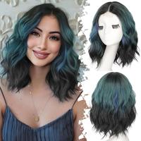 Ombre Dark Green with Blue Highlights