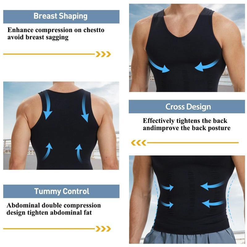 Mens Body Shaper Vest, Gynecomastia Compression Shirts, Tummy Control Sleeveless Undershirts Tummy Control and Body Shaper Tank TopGift