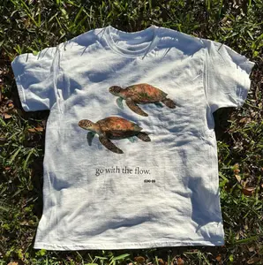 Go With the Flow Turtle T-Shirt, Turtle Shirt, Animal Tee, Gifts Shirt, Unisex Vintage Graphic Tees Gothic Grunge Y2k Emo Scene Amity Affliction Style Clothes Men Women Streetwear