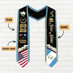 Customized 2026 Guatemalan American Flag Graduation Sash, Guatemala Graduation Stole, Custom Graduation