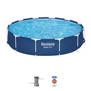 Bestway Steel Pro 12ft x 30 Inch Round Above Ground Pool Set with DuraPlus Liner