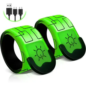 2 count LED Armband Rechargeable for Running Walking Cycling Jogging, 2025 Version Running Lights for Runners, High Visibility Reflective Running Gear,  Running Light  for Men Women