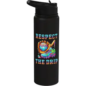 Ice Cream Drip Water Bottle Baseball Stuff Respect The Drip Stainless Steel Insulated Water Bottle