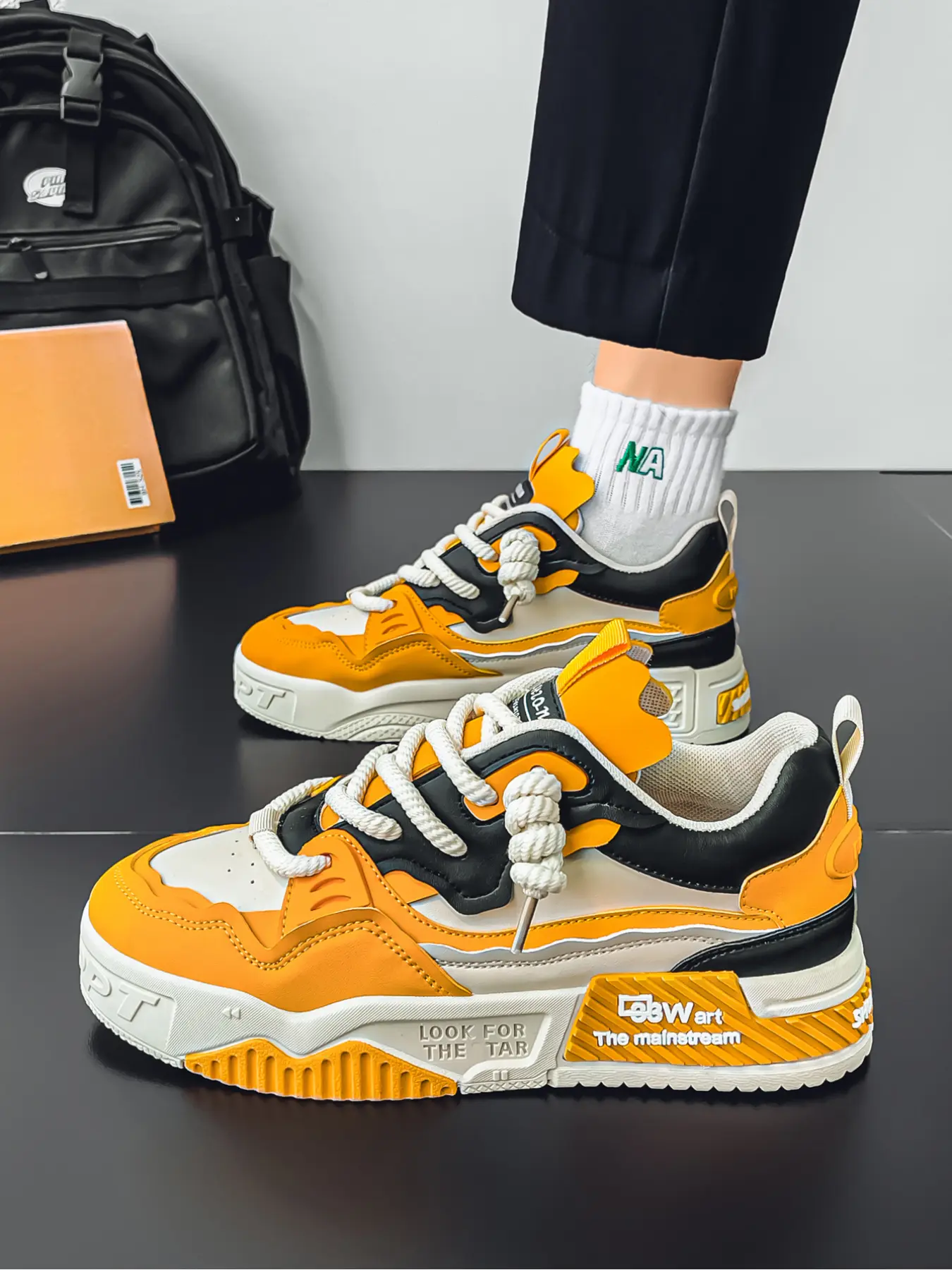 Men's Retro Colorblock Skate Shoes, Skateboard Shoes, All-Match Comfort Platform Sneakers for Daily & Outdoor