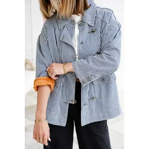 Restock! Veveret Stripe Long Sleeve Utility Jacket