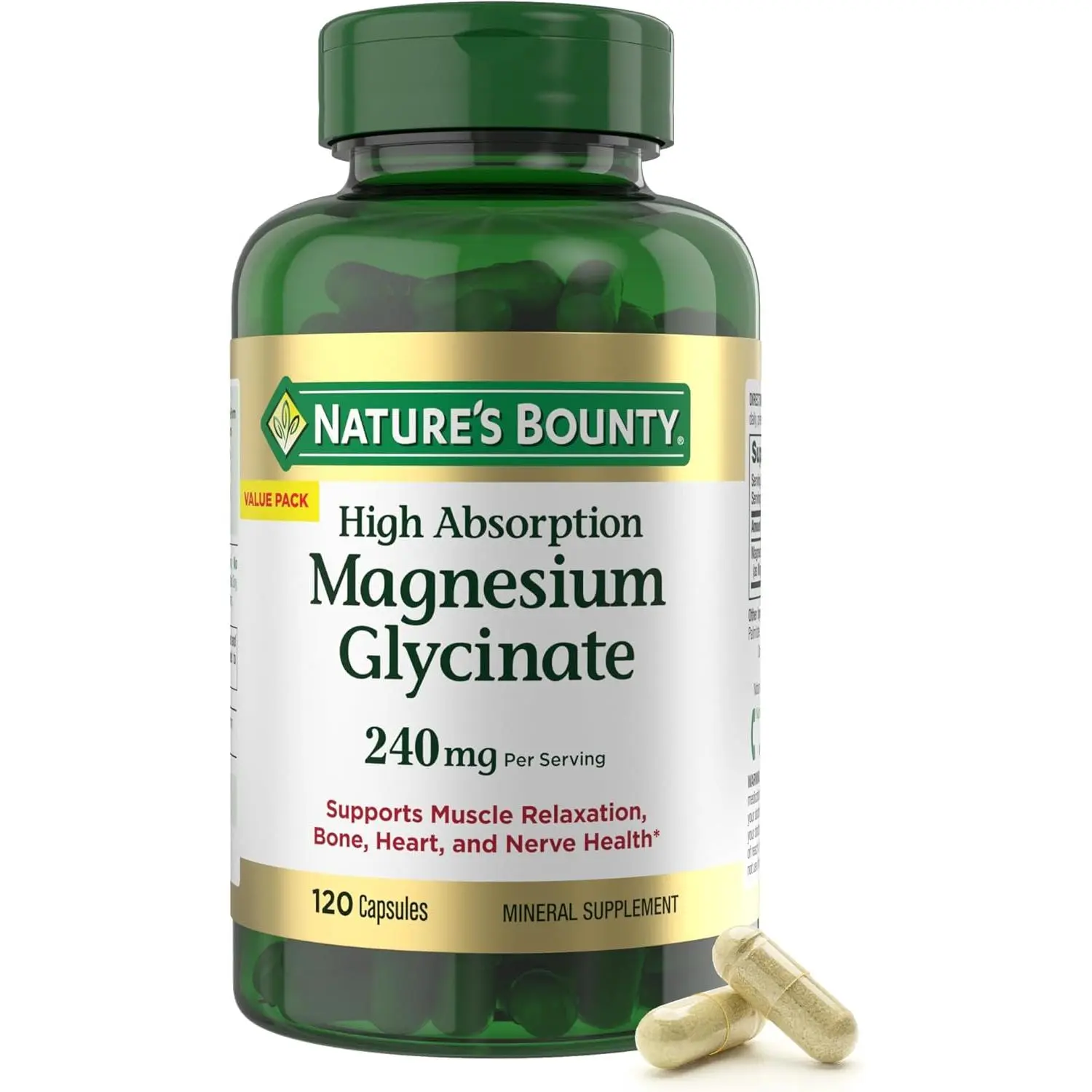 High Absorption Magnesium Glycinate 240mg Supplement for Muscle Relaxation Muscle Cramp Relief Bone Heart Nerve and Sleep Support Non GMO Gluten Free Vegetarian Daily Health Formula 120 Count 60 Servings