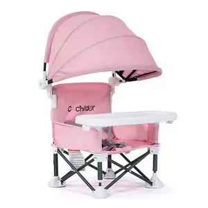 Portable Foldable Baby Booster Seat with Tray, Tip-Resistant Design, Chair Straps, Compact Travel Dining Seat for Table, Camping, Baby & Toddler Furniture