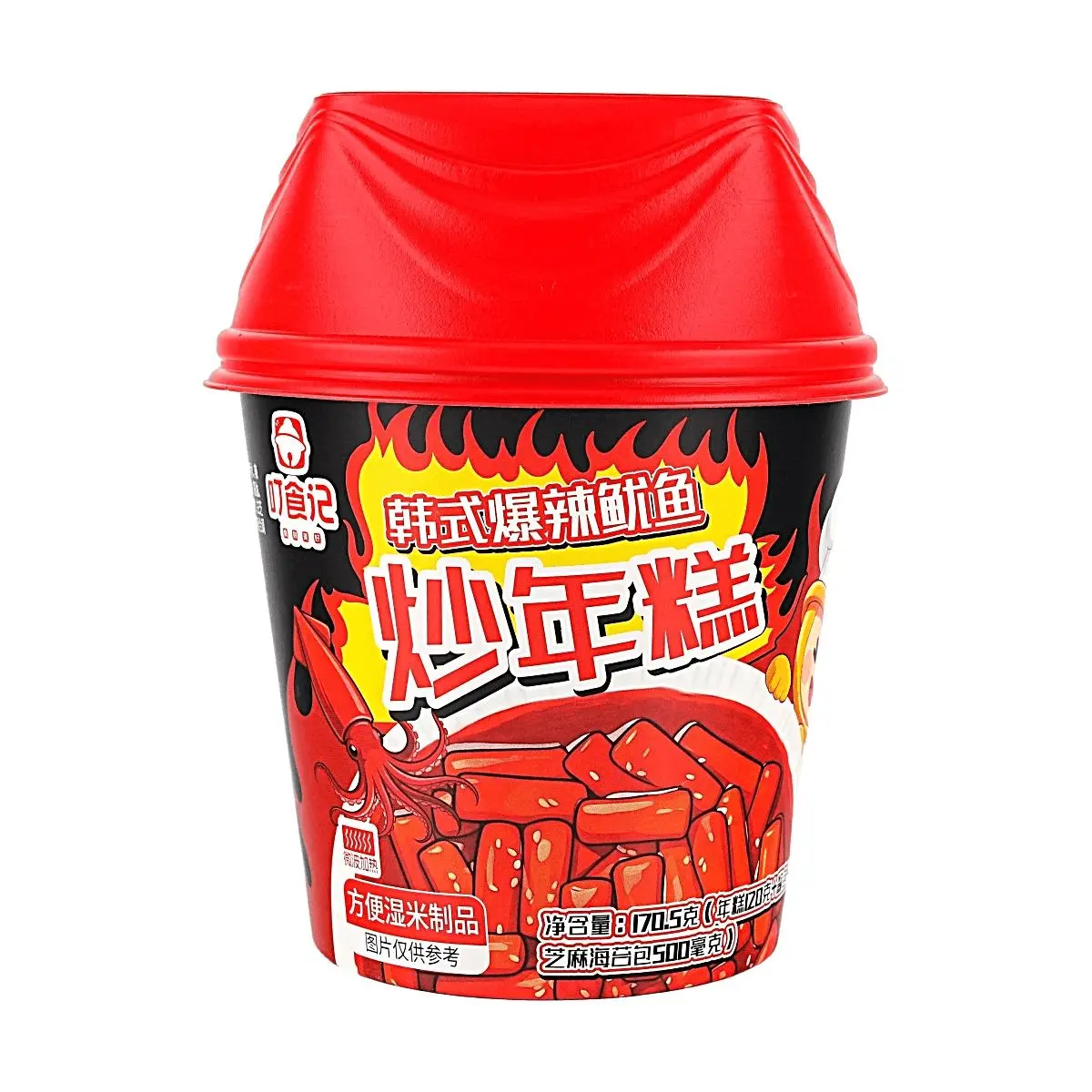 DINGSHIJI Korean Spicy Stir-Fried Rice Cakes (Tteokbokki) - Extreme Spicy Challenge Cup 170.5g