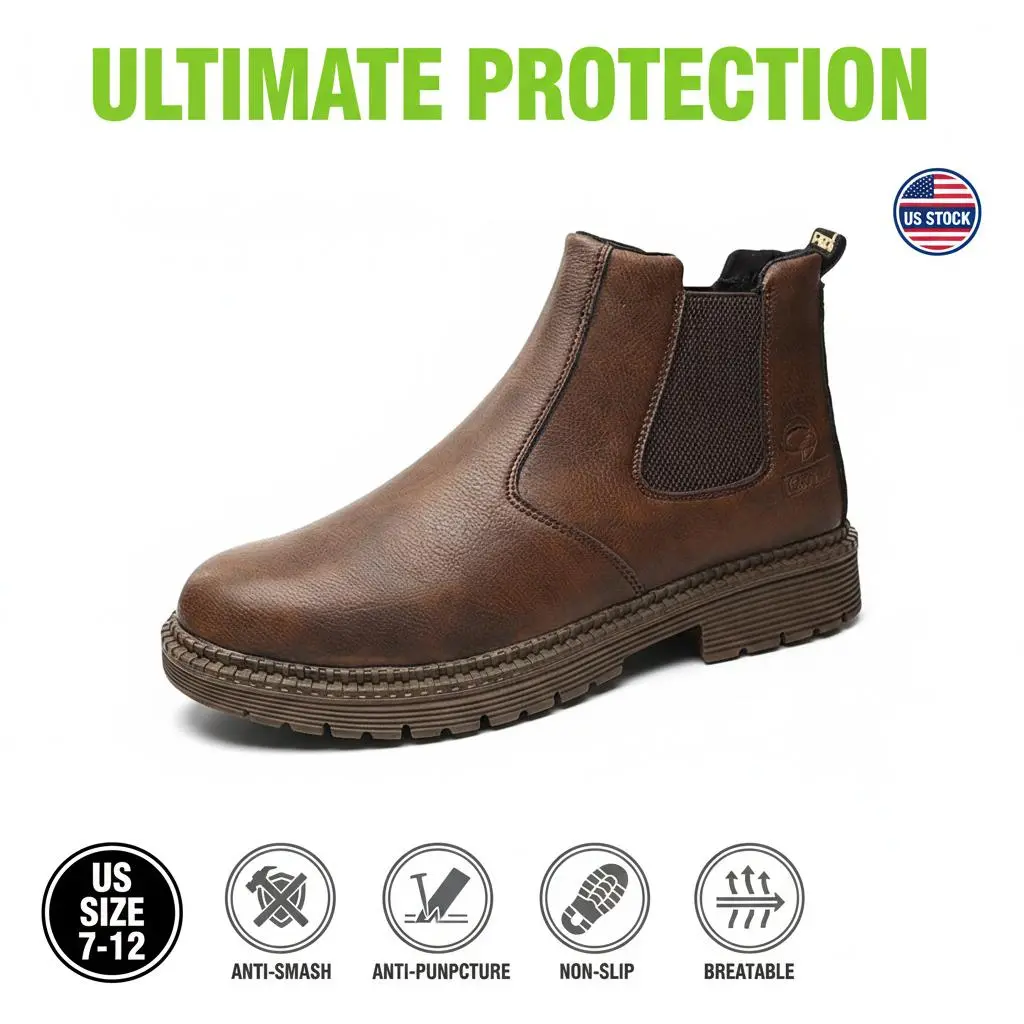 Women's Steel-Toe Safety Work Clogs - Slip-On Synthetic Cuban Shoes, Waterproof, Water Resistant, Splash-Proof, Anti-Slip Sole, Puncture-Resistant, Plain Look Round Toe Footwear for Kitchen Workers, Chic