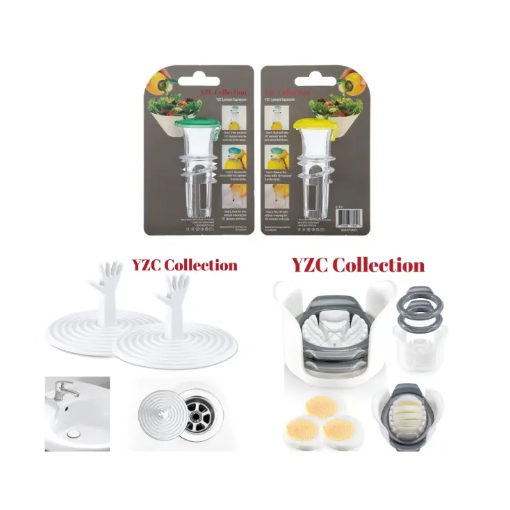 YZC Collection 5 pc Set , 2 Lemon Squeezer, 2 Sink Stopper, 1 Egg Slicer Fruit Kitchen
