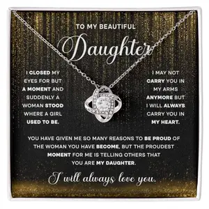 Daughter Gifts From Dad, Mom To Daughter Gifts, Love Knot Necklace, Necklace For Daughter From Mom, To My Daughter Necklace, Father Daughter Necklace, Birthday, Christmas Gifts For Daughter
