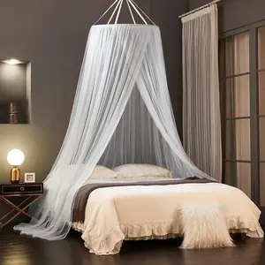 Bed Canopy Mosquito Net,Canopy Bed Curtains Full Queen King Size,Dome Mosquito Netting Bed Tent Canopy for Hanging Mesh Net (White)