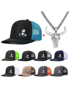 Unisex Baseball Cap & Bull Head Necklace Set, Funny Fitness Design, Adjustable Trucker Style, Casual All-Season Wear, Perfect Gift