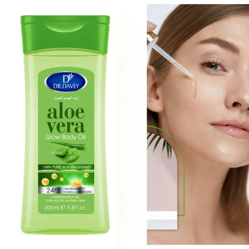 200ML Aloe Vera Glow Body Oil, Body Scented Oil, Soothing Body Oil, High Quality Oil, Hydrating Glow Oil, Moisturizing Enhances Skin Radiance, Ideal for All Skin Types