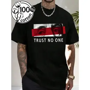 Graphic Tee TRUST NO ONE Print Tee Shirt, Tees For Men, Casual Short Sleeve T-Shirt For Summer,Father's Day GiftsMen's Casual Cotton Short Sleeve T-Shirt – Basic Summer Tee For Men (S-XXXL) Cotton , Vintage, Cotton, Cotton Shirts, Graphic Tees, Romwe, Fun