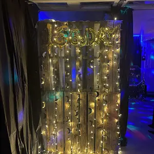 Eid Mubarak Glitter Star Moon Garland Banner Decoration, Lightweight 157 Feet Hanging Color Flags Banner Gold Bright Paper Flower Ring Background Party Decor