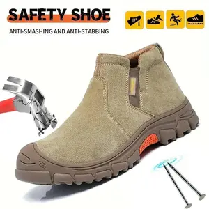 Breathable and durable welding safety work training shoes for men and women, anti-crush and anti-puncture steel toe safety shoes, elastic sole work boots, comfortable closed footwear