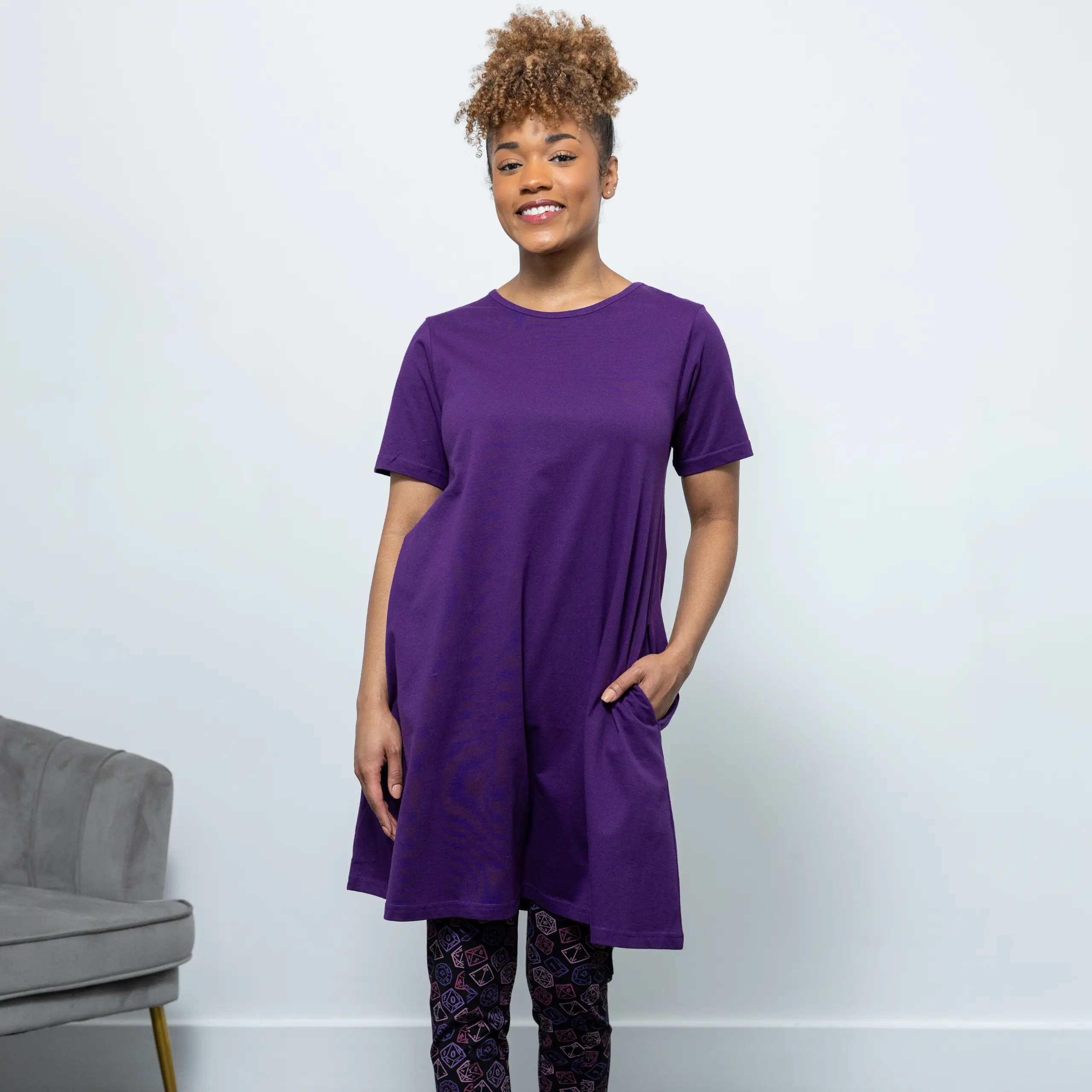 Purple Long Tunic with Pockets