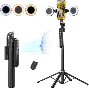 72" Auto   Tripod, in 1 Tall Travel Tripod Stand w 1/4" Screw,Phone Holder w Reote,Selfie Stick w Light for Photo Vlog, 360 Rotation Caera Tripod for  Android