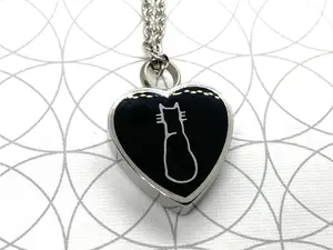 Heart Shape Cat Cremation Urn, Keepsake, Memorial Necklace