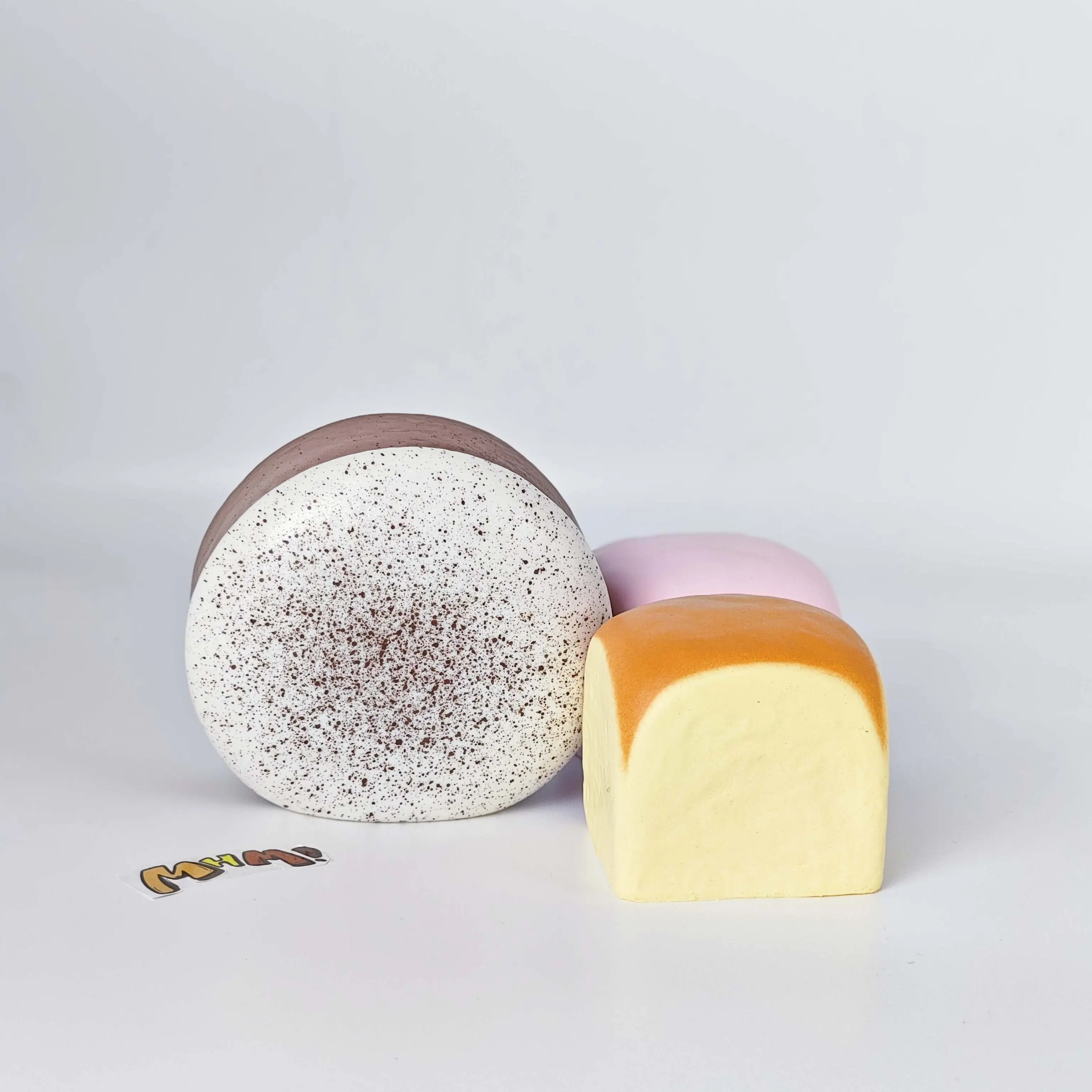 MHM Hawaiian Wraps & Black White Chocolate Cake Squishy Set, Slow Rising Food-Themed Foam Sensory Fidget Toy, Cute Gift