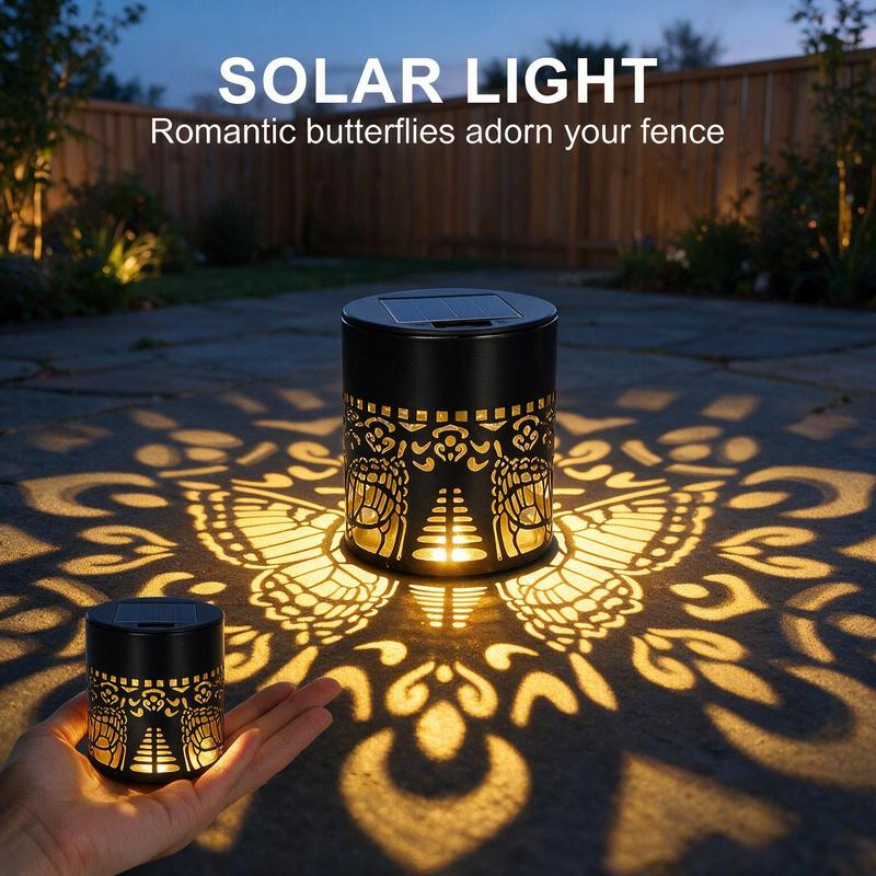 2-Pack Solar-Powered Butterfly Mandala Shadow Projector Wall Lights - IP65 Waterproof Gradient Color-Changing LED Outdoor Lights with 2‑Pack Coverage, Auto Switch On/Off, Built-in Batteries, Dusk-to-Dawn Warm Patterns for Garden Fence, Holiday Gift