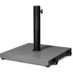 Patio Umbrella Base 43lbs Outdoor Umbrella Stand with Wheels, Heavy Duty Square Concrete Stand Market Umbrella, Gray