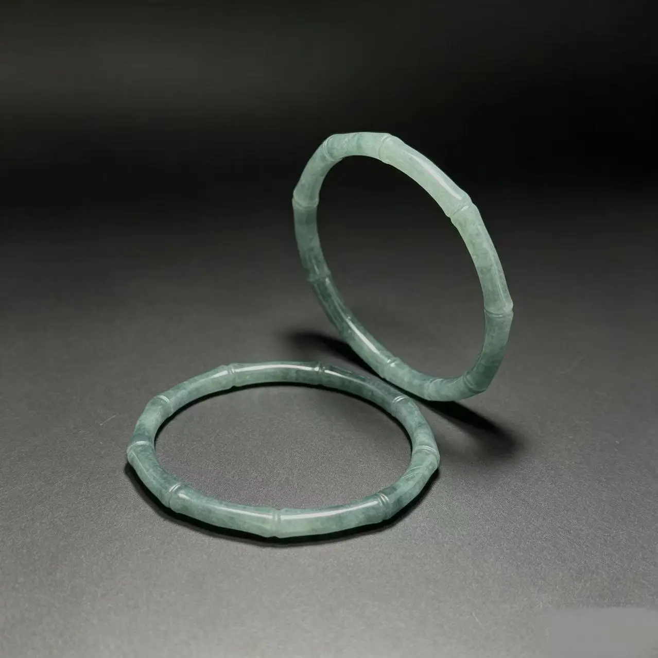 Hand‑Carved Bamboo Natural Blue Water Jade Bangle Elegant Women Jade Bracelet Jewelry Gift