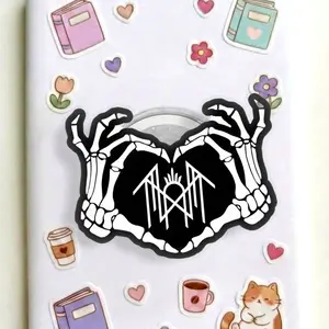 Sleep Token Skeleton Hands Heart Phone Grip– Waterproof Vinyl Die Cut Decal | Goth Dark Aesthetic | Laptop Kindle iPad Water Bottle Gift