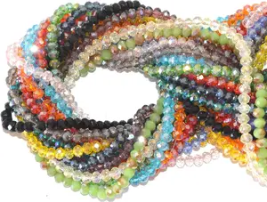 Catotrem Faceted Glass  Beads Strands Briolette Rondelle  Beads Spacer for  Making 15 Colors 2100 count 4MM
