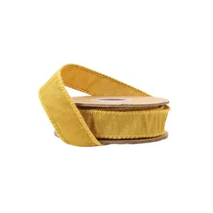 1" Wired Dupioni Ribbon | 10 Yards | Gold