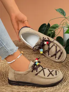 Women's Fall Winter Slip-On Loafers, Fashionable Casual Kangaroo Shoes, Versatile One-Step on Footwear for Ladies