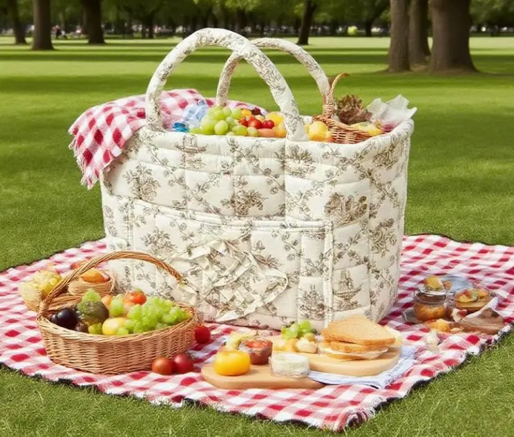 Colorful Floral Print Soft Cotton Weaving Basket - Lightweight, Collapsible, Decorative, Gentle Cycle Washable Large-Capacity Home Organizer Bin for Clothes, Toys, Weaving Basket for Blankets; Ideal for Living Rooms