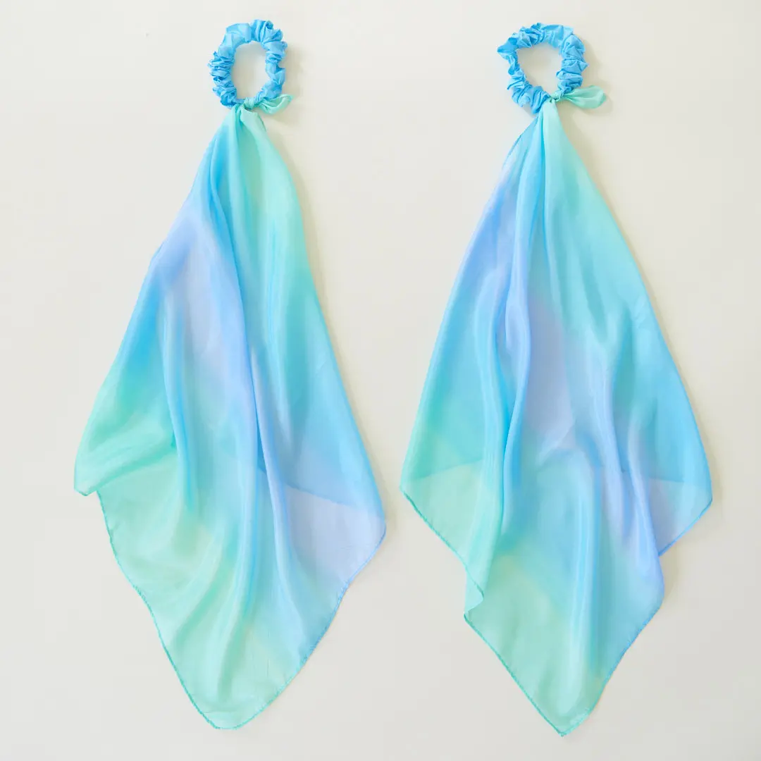 Pack of 2 Sea Theme Motor-Powered Silk Wrist Streamers - 3-8 Years Pretend Play Open-Ended Costume Jewelry Bracelets with Wipe Cleaning Feature