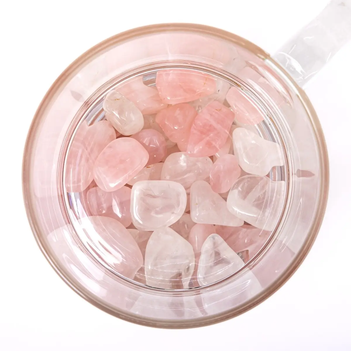 Rose Quartz and Clear Quartz Crystal Infused Glass Mug