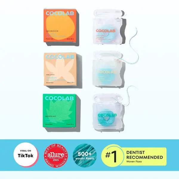 COCOLAB Limited-Edition Seasonal Cocofloss Trios, Ultra-Cleansing and Expanding Dental Floss, The Loofah Floss