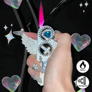 Cool Lighter Torch Lighter, Outdoor Metal Portable Lighter, Gear Rocker Lighter, Creative And Cute Ladies' Inflatable Lighter, Pink Flame Lighter, Cycle Inflatable, Suitable for birthday gifts, no butane gas (Butane gas must be added to ignite)