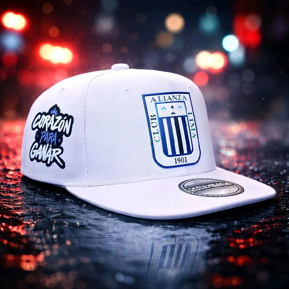 Alianza Lima High-Density 3D Snapback Hat in White with Club Logo and "Corazón para Ganar" Text