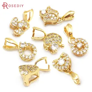 6PCS 18K Gold Color Brass Zircon Necklaces Charms Connector  Diy Jewelry Accessories Rosediy official-website