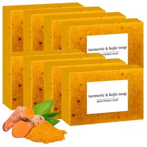 Lemon Turmeric Kojic Soap, Honey Glow Lemon Turmeric Kojic Soap Bar, Organic Turmeric Soap for Face and Body, Skin Care Soap for All Skin Types, Deep Cleansing Moisturizing